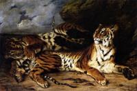 Delacroix, Eugene - A Young Tiger Playing with its Mother